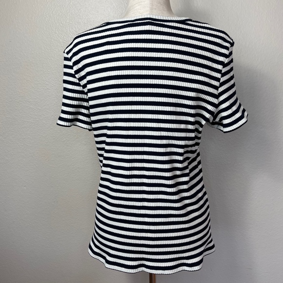 Theory Tiny Tee 2 in Navy Striped Ribbed Knit NWT - Picture 3 of 8